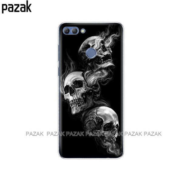 silicone case for huawei P smart 2018 Enjoy 7S case soft tpu back phone cover 360 full protective clear print transparent coque