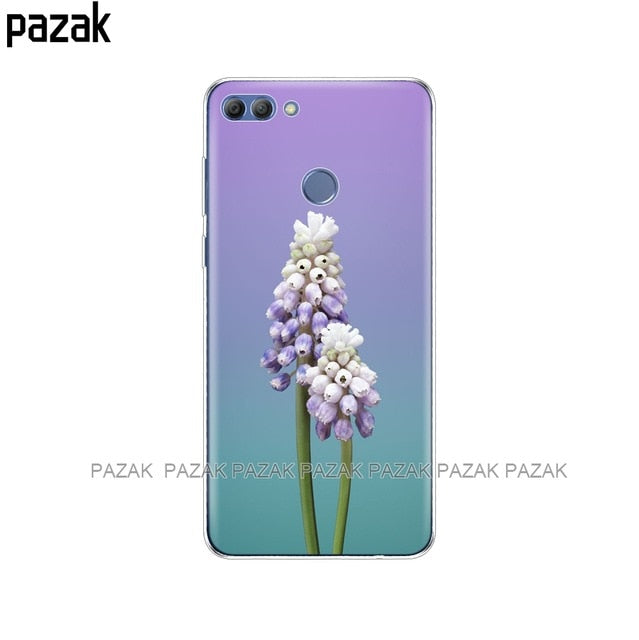 silicone case for huawei P smart 2018 Enjoy 7S case soft tpu back phone cover 360 full protective clear print transparent coque