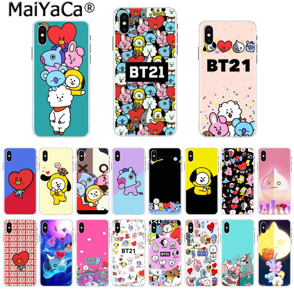 MaiYaCa On Sale! Luxury Cool Case BTS BT21 lovely Cartoon for iPhone 8 7 6 6S Plus X 5 5S SE 44S XS XR XS max mobile cover