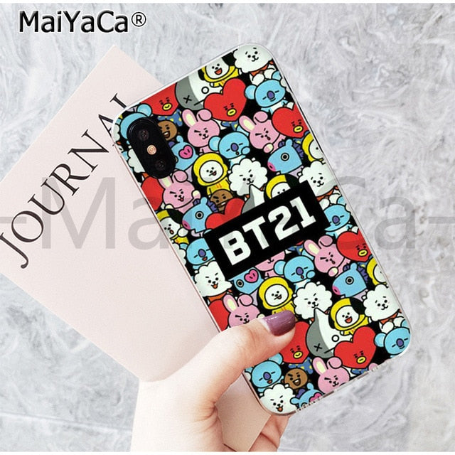 MaiYaCa On Sale! Luxury Cool Case BTS BT21 lovely Cartoon for iPhone 8 7 6 6S Plus X 5 5S SE 44S XS XR XS max mobile cover