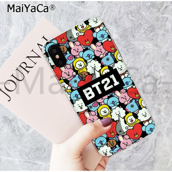 MaiYaCa On Sale! Luxury Cool Case BTS BT21 lovely Cartoon for iPhone 8 7 6 6S Plus X 5 5S SE 44S XS XR XS max mobile cover