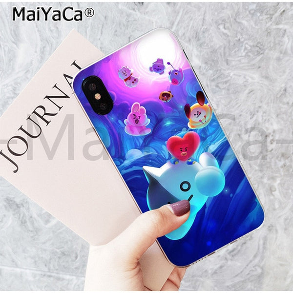 MaiYaCa On Sale! Luxury Cool Case BTS BT21 lovely Cartoon for iPhone 8 7 6 6S Plus X 5 5S SE 44S XS XR XS max mobile cover