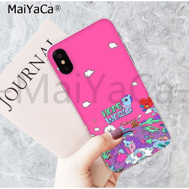 MaiYaCa On Sale! Luxury Cool Case BTS BT21 lovely Cartoon for iPhone 8 7 6 6S Plus X 5 5S SE 44S XS XR XS max mobile cover