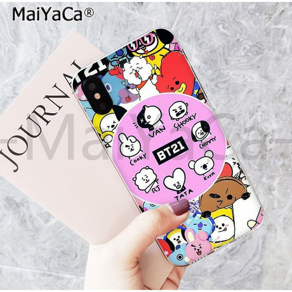 MaiYaCa On Sale! Luxury Cool Case BTS BT21 lovely Cartoon for iPhone 8 7 6 6S Plus X 5 5S SE 44S XS XR XS max mobile cover