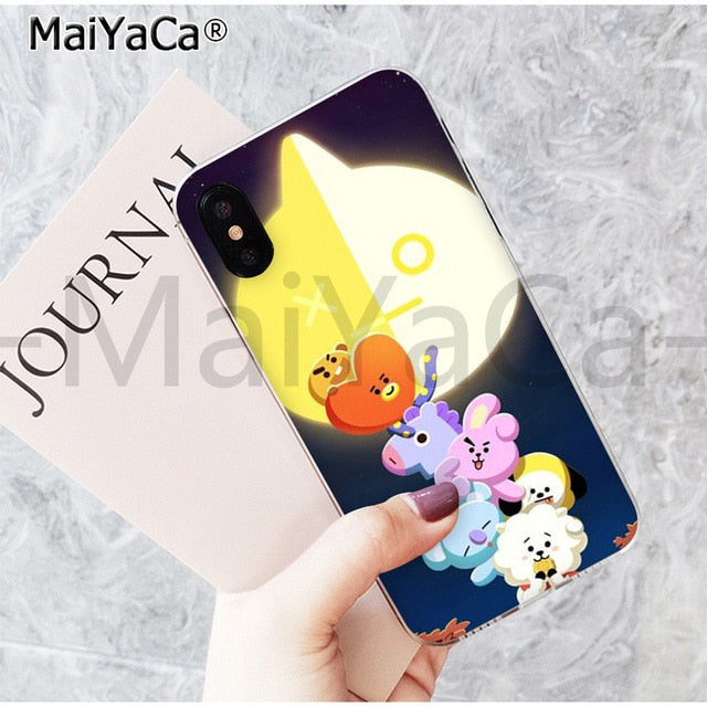 MaiYaCa On Sale! Luxury Cool Case BTS BT21 lovely Cartoon for iPhone 8 7 6 6S Plus X 5 5S SE 44S XS XR XS max mobile cover