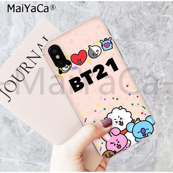 MaiYaCa On Sale! Luxury Cool Case BTS BT21 lovely Cartoon for iPhone 8 7 6 6S Plus X 5 5S SE 44S XS XR XS max mobile cover
