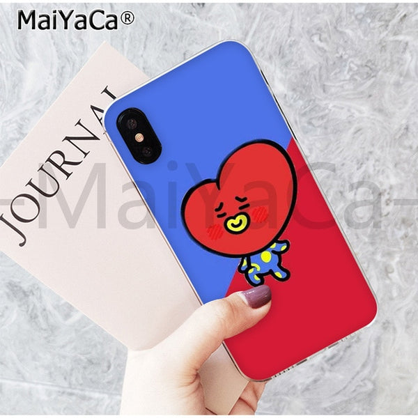 MaiYaCa On Sale! Luxury Cool Case BTS BT21 lovely Cartoon for iPhone 8 7 6 6S Plus X 5 5S SE 44S XS XR XS max mobile cover