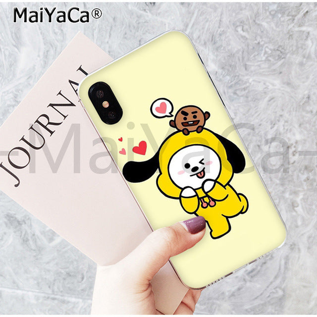 MaiYaCa On Sale! Luxury Cool Case BTS BT21 lovely Cartoon for iPhone 8 7 6 6S Plus X 5 5S SE 44S XS XR XS max mobile cover