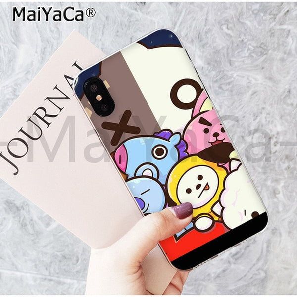 MaiYaCa On Sale! Luxury Cool Case BTS BT21 lovely Cartoon for iPhone 8 7 6 6S Plus X 5 5S SE 44S XS XR XS max mobile cover