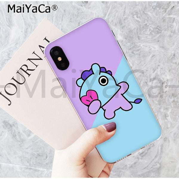 MaiYaCa On Sale! Luxury Cool Case BTS BT21 lovely Cartoon for iPhone 8 7 6 6S Plus X 5 5S SE 44S XS XR XS max mobile cover
