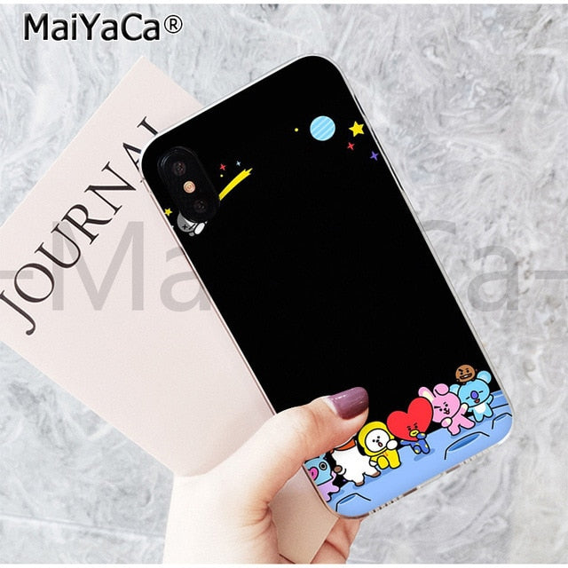 MaiYaCa On Sale! Luxury Cool Case BTS BT21 lovely Cartoon for iPhone 8 7 6 6S Plus X 5 5S SE 44S XS XR XS max mobile cover