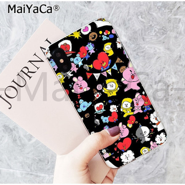 MaiYaCa On Sale! Luxury Cool Case BTS BT21 lovely Cartoon for iPhone 8 7 6 6S Plus X 5 5S SE 44S XS XR XS max mobile cover