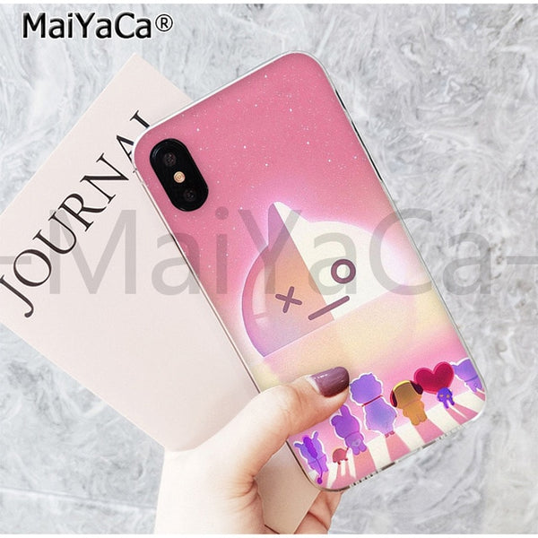 MaiYaCa On Sale! Luxury Cool Case BTS BT21 lovely Cartoon for iPhone 8 7 6 6S Plus X 5 5S SE 44S XS XR XS max mobile cover