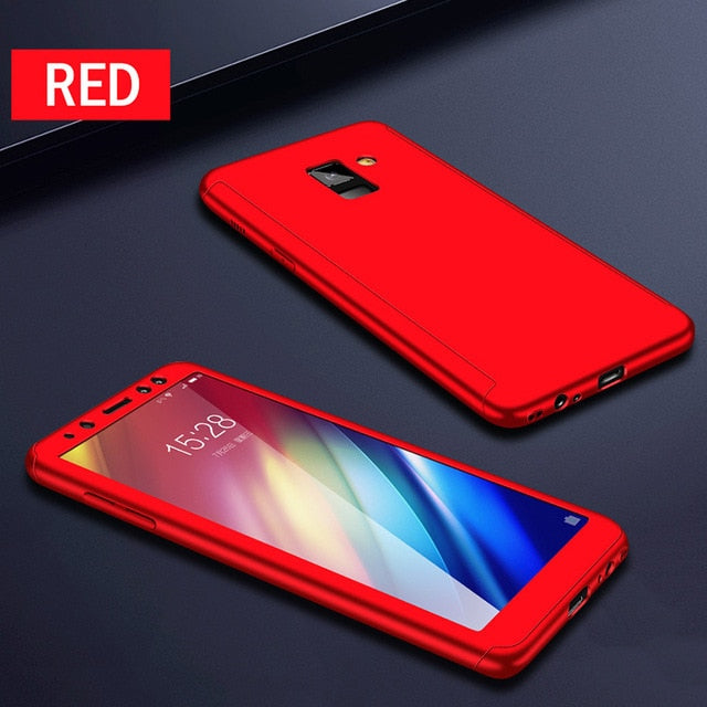 Moopok 360 Full Cover Protective Case For Samsung Galaxy A3 A5 A7 J5 J7 Phone Case For Samsung A6 A8 Plus 2018 Cases With Glass