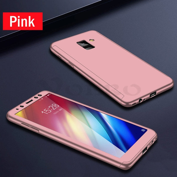 VOERO 360 Full Cover Case For Samsung Galaxy A7 A6 A8 Plus 2018 Phone Cases For Samsung Galaxy  J4 J6 J8 Plus 2018 Case Glass