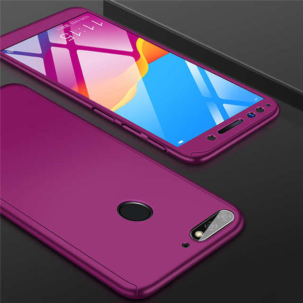 luxury 360 full cover phone case for huawei y6 2018 case for huawei y7 y6 prime y5 2018 case y5 y7 2017 case with tempered glass