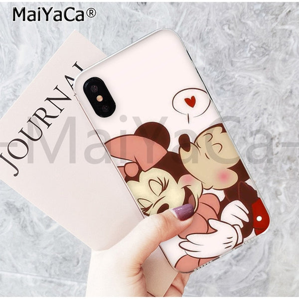 MaiYaCa Cute Kissing Mickey Minnie Mouse best friend phone case for Apple iPhone 6 7 8 6s plus X XS MAX  XR 5 5s SE mobile cover