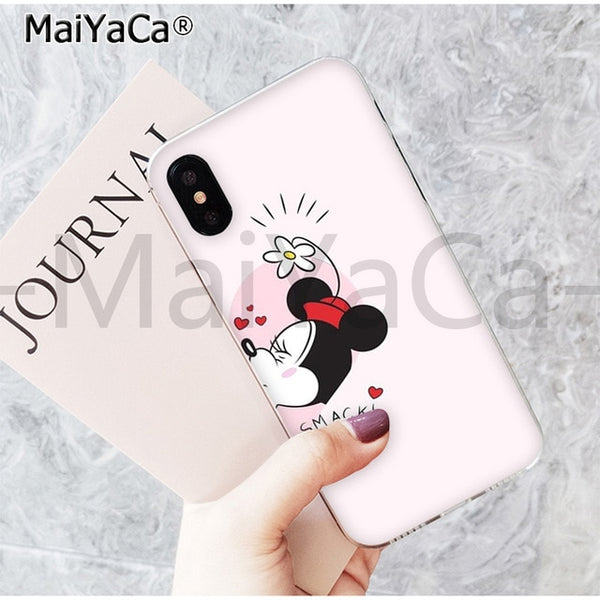 MaiYaCa Cute Kissing Mickey Minnie Mouse best friend phone case for Apple iPhone 6 7 8 6s plus X XS MAX  XR 5 5s SE mobile cover