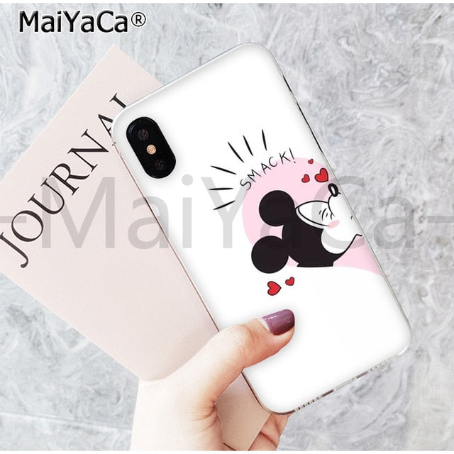 MaiYaCa Cute Kissing Mickey Minnie Mouse best friend phone case for Apple iPhone 6 7 8 6s plus X XS MAX  XR 5 5s SE mobile cover
