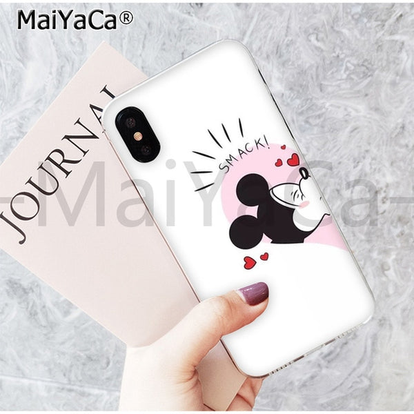 MaiYaCa Cute Kissing Mickey Minnie Mouse best friend phone case for Apple iPhone 6 7 8 6s plus X XS MAX  XR 5 5s SE mobile cover