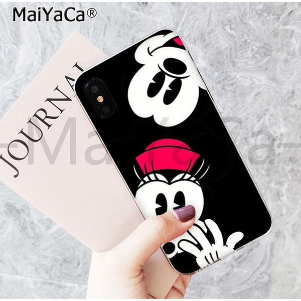 MaiYaCa Cute Kissing Mickey Minnie Mouse best friend phone case for Apple iPhone 6 7 8 6s plus X XS MAX  XR 5 5s SE mobile cover