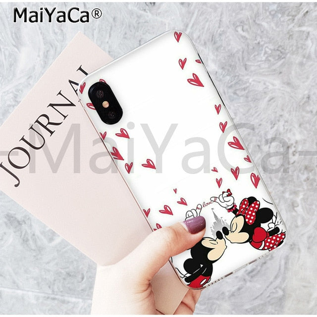 MaiYaCa Cute Kissing Mickey Minnie Mouse best friend phone case for Apple iPhone 6 7 8 6s plus X XS MAX  XR 5 5s SE mobile cover
