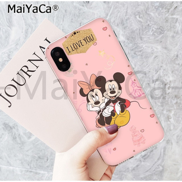MaiYaCa Cute Kissing Mickey Minnie Mouse best friend phone case for Apple iPhone 6 7 8 6s plus X XS MAX  XR 5 5s SE mobile cover