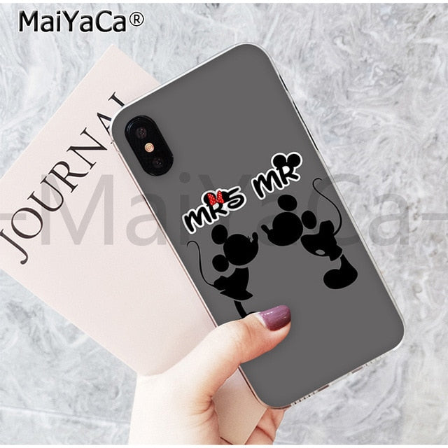 MaiYaCa Cute Kissing Mickey Minnie Mouse best friend phone case for Apple iPhone 6 7 8 6s plus X XS MAX  XR 5 5s SE mobile cover