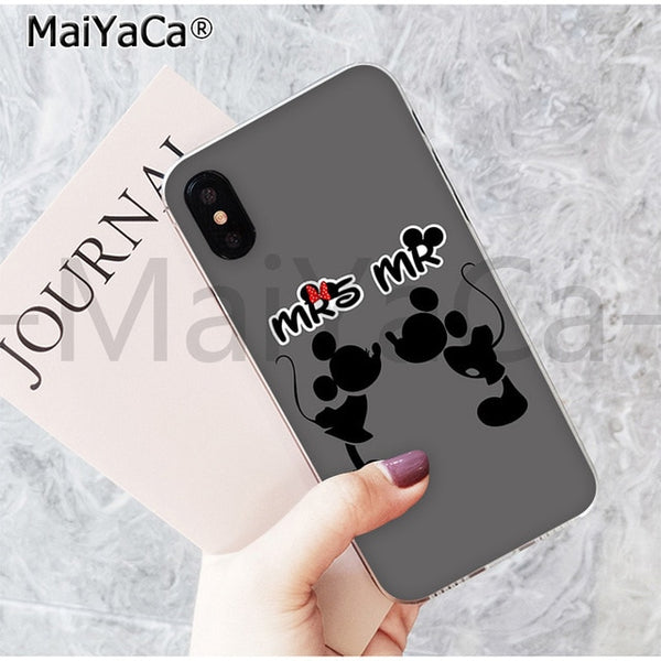 MaiYaCa Cute Kissing Mickey Minnie Mouse best friend phone case for Apple iPhone 6 7 8 6s plus X XS MAX  XR 5 5s SE mobile cover