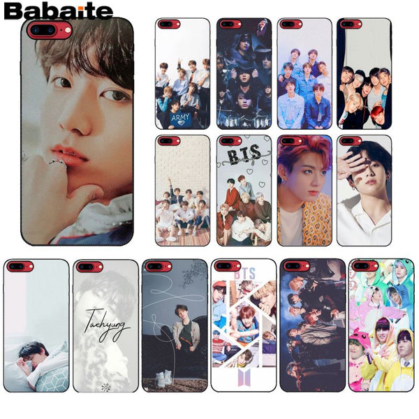 Babaite BTS Pattern TPU Soft Phone Accessories Cell Phone Case for Apple iPhone 8 7 6 6S Plus X XS MAX 5 5S SE XR Mobile Cover