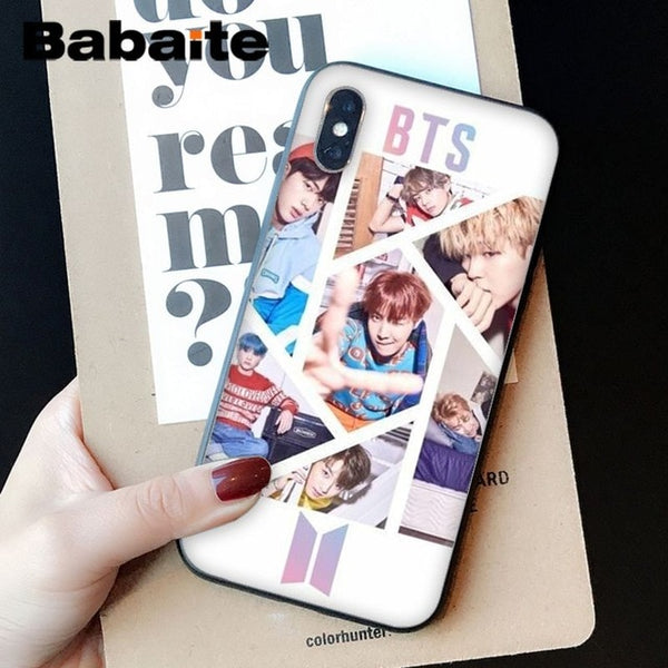 Babaite BTS Pattern TPU Soft Phone Accessories Cell Phone Case for Apple iPhone 8 7 6 6S Plus X XS MAX 5 5S SE XR Mobile Cover