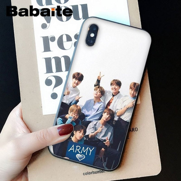 Babaite BTS Pattern TPU Soft Phone Accessories Cell Phone Case for Apple iPhone 8 7 6 6S Plus X XS MAX 5 5S SE XR Mobile Cover