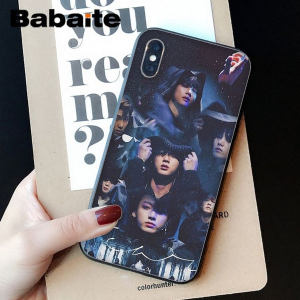 Babaite BTS Pattern TPU Soft Phone Accessories Cell Phone Case for Apple iPhone 8 7 6 6S Plus X XS MAX 5 5S SE XR Mobile Cover