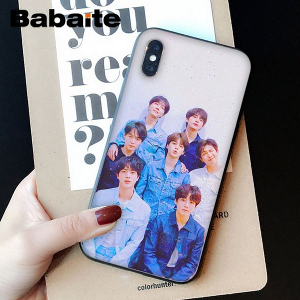 Babaite BTS Pattern TPU Soft Phone Accessories Cell Phone Case for Apple iPhone 8 7 6 6S Plus X XS MAX 5 5S SE XR Mobile Cover