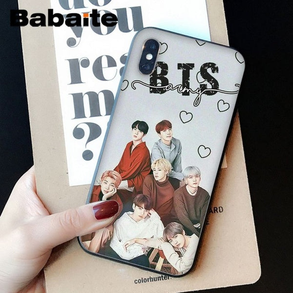 Babaite BTS Pattern TPU Soft Phone Accessories Cell Phone Case for Apple iPhone 8 7 6 6S Plus X XS MAX 5 5S SE XR Mobile Cover