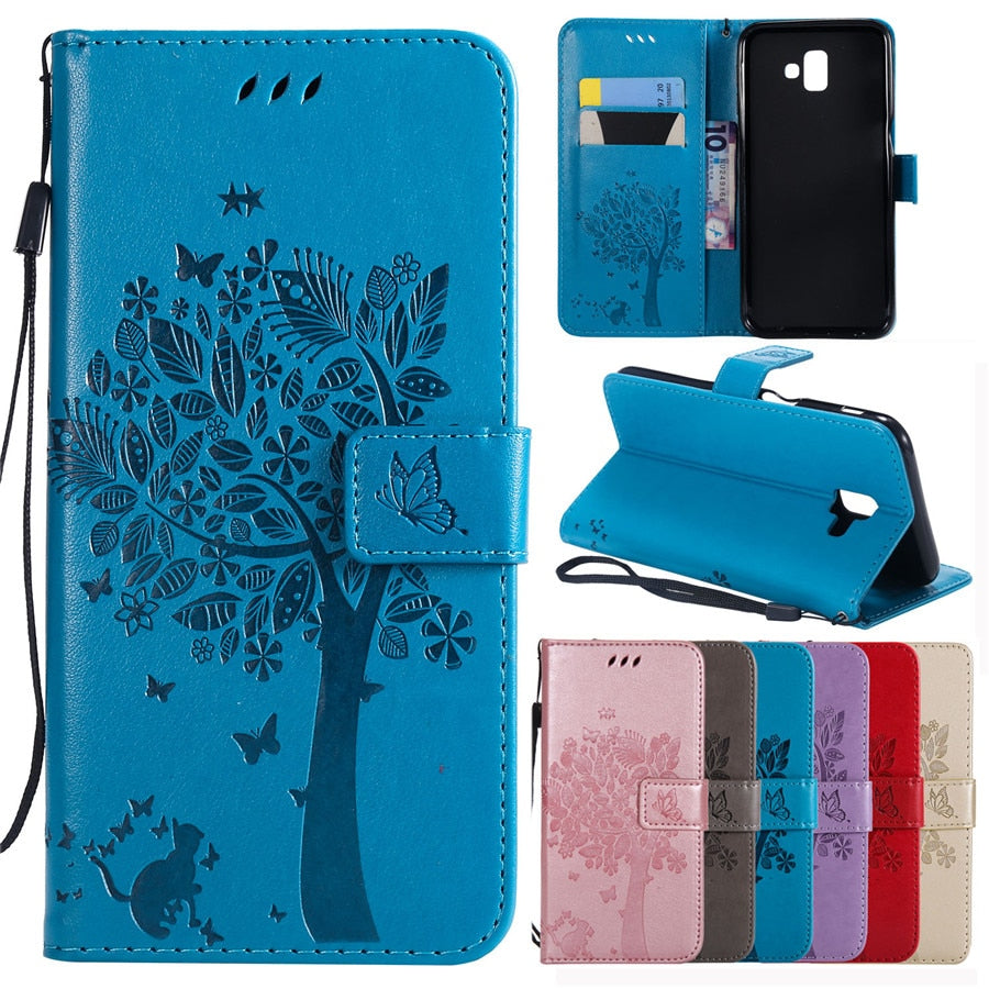 J4 Plus Leather Case on for Pouzdro Samsung Galaxy J4 J6 Prime Cover for Samsung J6 J4 Plus 2018 Wallet Flip Magnetic Phone Case