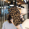 USLION Plush Leopard Print Phone Cover For iPhone 6 7 8 Plus X XR XS Max Leopard Cases For iPhone 6 6S Plus Phone Bag Back Cover