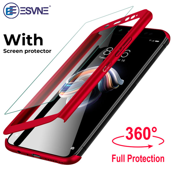 ESVNE 360 Full Cover Protective Phone Case For Xiaomi redmi 4X 4A 5 5A 6 6A Case For Xiaomi redmi note 5 5A 5pro 6pro With Glass