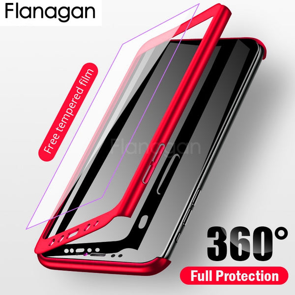FlanaGan Luxury 360 Full Cover Phone Case For Samsung Galaxy A7 2018 A750F Protective Cover For Galaxy J4 J6 J8 2018 J5 J7 Case
