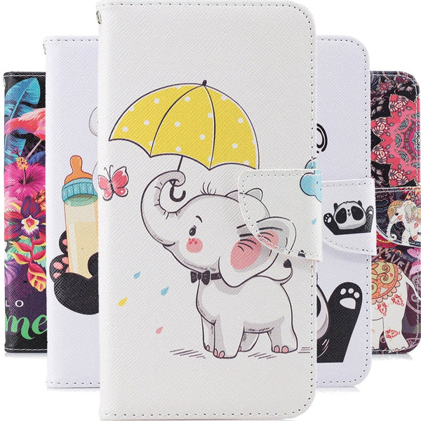 For NOKIA 1 2 3 5 elephant 3D Painted Protective Mobile Cover NOKIA 2.1 3.1 5.1 2018 lovely Cartoon PU Leather Flip Phone Cases