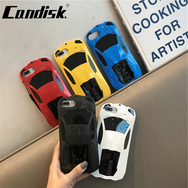 Luxury Sport Racing Car Model Design Mobile Phone Case For iPhone X XS 8 7 6 6s Plus Cover Kickstand Anti-knock Protection Bags