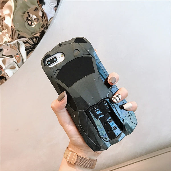 Luxury Sport Racing Car Model Design Mobile Phone Case For iPhone X XS 8 7 6 6s Plus Cover Kickstand Anti-knock Protection Bags