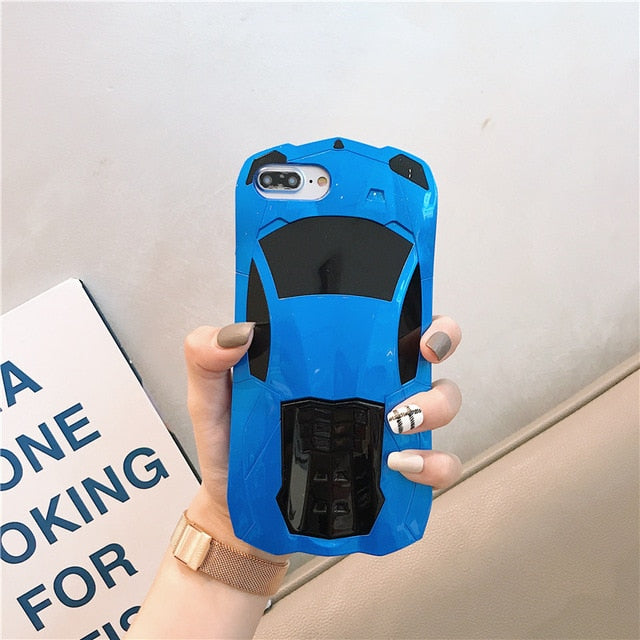 Luxury Sport Racing Car Model Design Mobile Phone Case For iPhone X XS 8 7 6 6s Plus Cover Kickstand Anti-knock Protection Bags