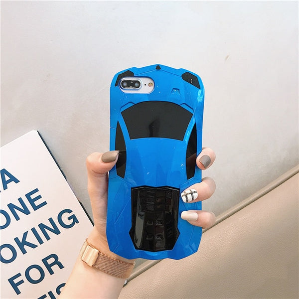 Luxury Sport Racing Car Model Design Mobile Phone Case For iPhone X XS 8 7 6 6s Plus Cover Kickstand Anti-knock Protection Bags