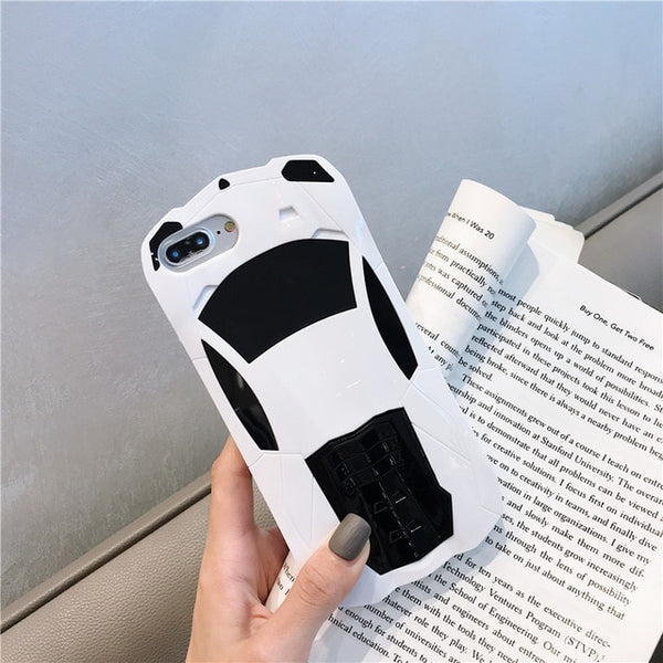 Luxury Sport Racing Car Model Design Mobile Phone Case For iPhone X XS 8 7 6 6s Plus Cover Kickstand Anti-knock Protection Bags