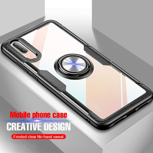 Luxury Car Ring Silicone TPU Soft Phone Case On The For Huawei P20 Pro P20 Lite Back Cover For Honor 8X Max Full Shockproof Case