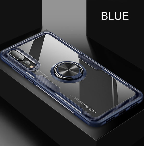 Luxury Car Ring Silicone TPU Soft Phone Case On The For Huawei P20 Pro P20 Lite Back Cover For Honor 8X Max Full Shockproof Case