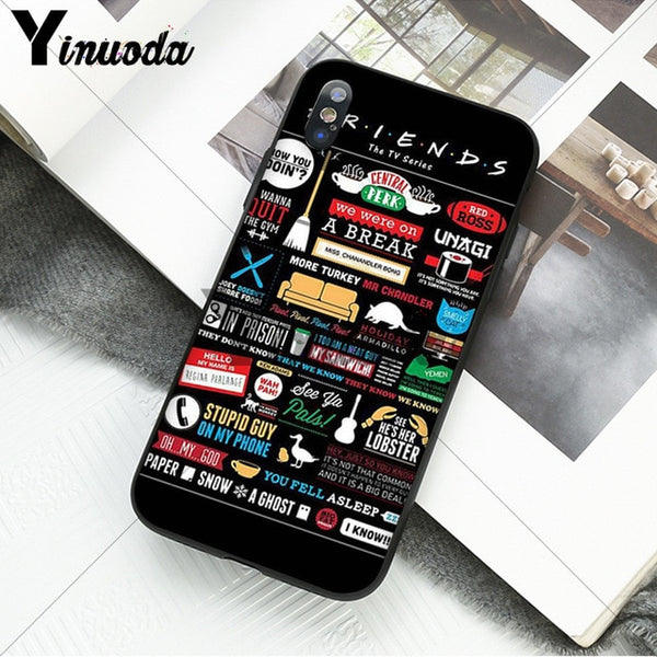 Yinuoda Friends Season TV  TPU black Phone Case Cover Shell for Apple iPhone 8 7 6 6S Plus X XS MAX 5 5S SE XR Mobile Cover