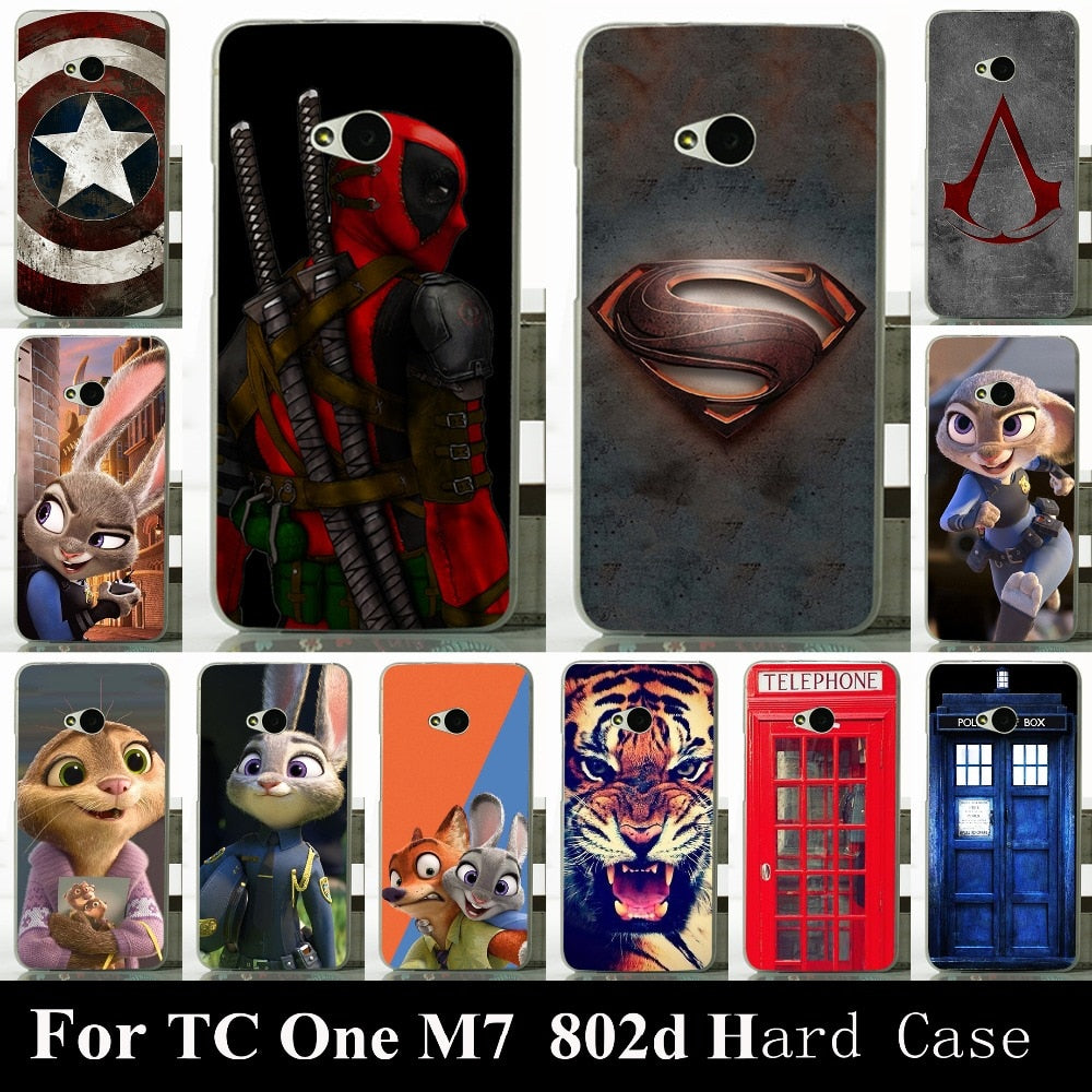 For HTC One M7 Dual Sim 802d High Quality Transpatent Hard Plastic Color Paint Case  Mobile Phone Cover Case