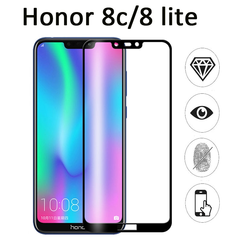 Protective Glass honor 8c 8 lite screen protector on the for huawei 8lite Case c8 c light tempered glas honer hono huawey Cover